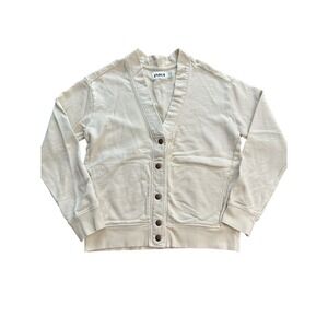 PACT Jacket Women's Size Small Sweatshirt Snap Up V Neck Cream #QR3-6